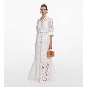 Self Portrait White Lace Collared Maxi Dress